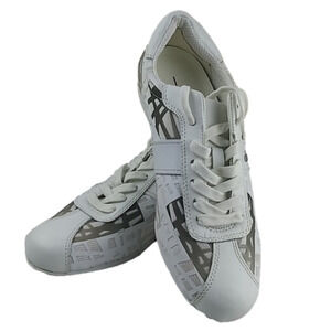 Calvin Klein Gerry White Leather Upper Almond Toe Lace Up Low Top Sneaker